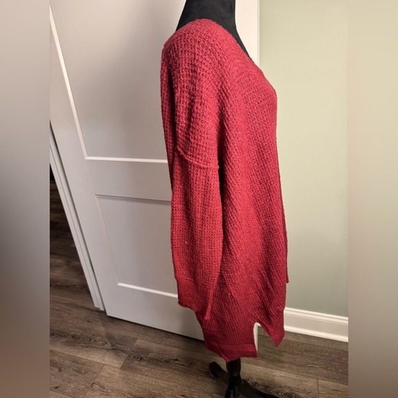 Intimately Free People sz XS/S COZY Pullover Oversized Tunic Sweater maroon - Picture 2 of 8